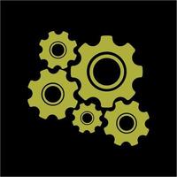 simple 5 gear mechanism and settings vector icon