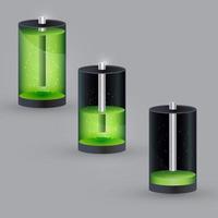 Realistic 3d battery icons set vector