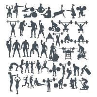 silhoutte fitness collection - business logo design vector