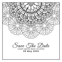 Save the date with mehndi flower. decoration in ethnic oriental, doodle ornament. vector