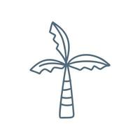 Monoline doodle line palm tree illustration in scandinavian vector style. Hand drawn icon. Cute kids illustration on white background