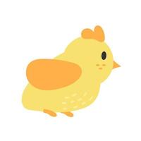 Cute cartoon chicken. Funny yellow chicken in hand drawn simple style, vector