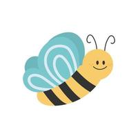 encantador diseño simple de una caricatura de abeja amarilla y negra sobre un fondo blanco vector