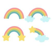 Vector baby rainbow illustration. Hand drawn nursery modern rainbow