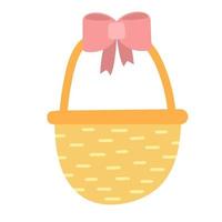 Wicker basket icon, empty wicker basket illustration in flat cartoon design vector