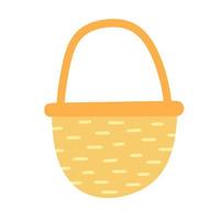 Wicker basket icon, empty wicker basket illustration in flat cartoon design vector