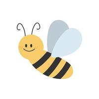 encantador diseño simple de una caricatura de abeja amarilla y negra sobre un fondo blanco vector