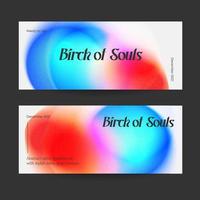 Horizontal web banner template retro gradients colorful abstract blurry vector