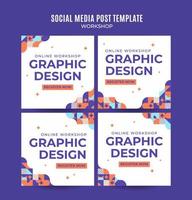 Instagram post pack workshop web banner template retro colorful abstract space area vector