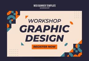 workshop web banner template retro colorful abstract space area vector