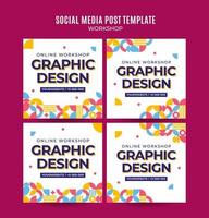 Instagram post pack workshop web banner template retro colorful abstract space area vector