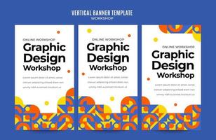 instagram story workshop web banner template retro colorful abstract space area vector