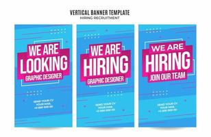 Vertical web banner vacancy template retro gradients colorful abstract blurry vector