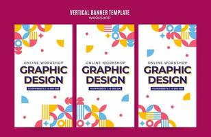 instagram story workshop web banner template retro colorful abstract space area vector