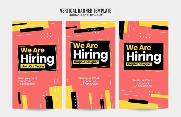 Vertical web banner vacancy template retro gradients colorful abstract blurry