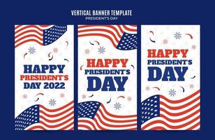 Happy Presidents day in United States. Federal holiday in America. Celebrated in February. Instagram story, Vertical Poster, web banner, space area and background vector