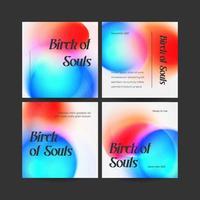Square web banner template retro gradients colorful abstract blurry vector