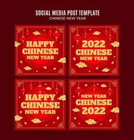 plantilla de publicación de instagram de banner web de año nuevo chino cuadrado 2022 vector