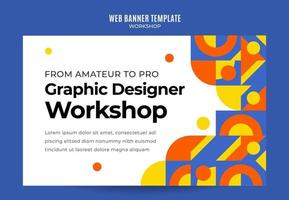 taller web banner plantilla retro colorido espacio abstracto vector