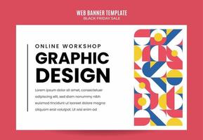 workshop web banner template retro colorful abstract space area vector