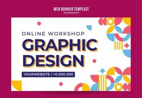 workshop web banner template retro colorful abstract space area vector