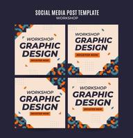 Instagram post pack workshop web banner template retro colorful abstract space area vector