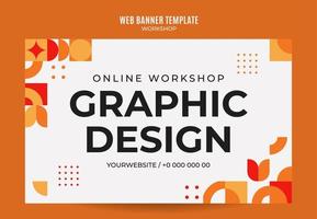 workshop web banner template retro colorful abstract space area vector