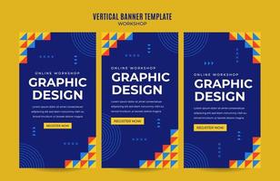 instagram story workshop web banner template retro colorful abstract space area vector