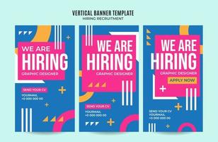 plantilla de vacante de banner web vertical gradientes retro colorido abstracto borroso vector