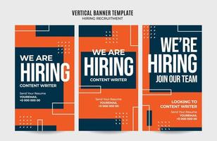 plantilla de vacante de banner web vertical gradientes retro colorido abstracto borroso vector