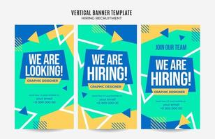 Vertical web banner vacancy template retro gradients colorful abstract blurry vector