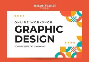 workshop web banner template retro colorful abstract space area vector