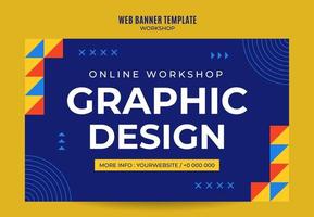workshop web banner template retro colorful abstract space area vector
