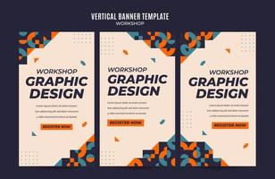 instagram story workshop web banner template retro colorful abstract space area vector