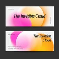 Horizontal web banner template retro gradients colorful abstract blurry vector
