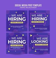 Square web banner vacancy template retro gradients colorful abstract blurry vector