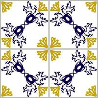 Blue and yellow azulejos tile vector