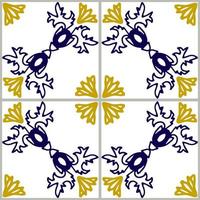 Blue and yellow azulejos tile vector