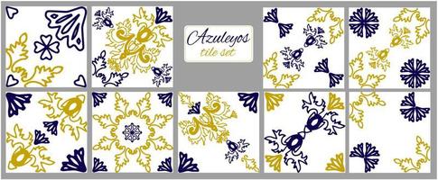 Blue and yellow azulejos tile vector