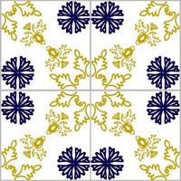 Blue and yellow azulejos tile vector