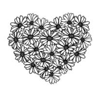 Floral heart shaped for coloring vector