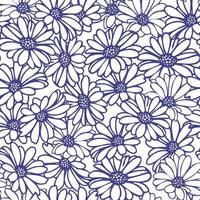 Daisy flower hand drawn seamless pattern vector