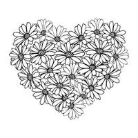 marco de corazones dibujados a mano de flor de margarita vector