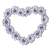marco de corazones dibujados a mano de flor de margarita vector