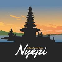 Nyepi day. Indonesia Bali vector