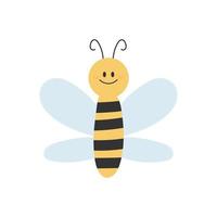 Lovely simple design of a cartoon yellow and black bee on a white background vector