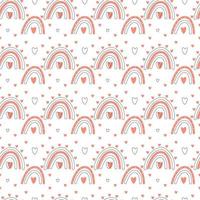 Seamless pattern of pink rainbows and hearts vector