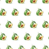 Seamless pattern of whole avocado and halves vector