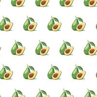 Seamless pattern of whole avocado and halves vector