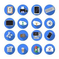 Flat design icons. Office equipment vector